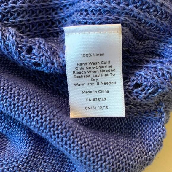 Talbots Womens Blue 3/4 Sleeve Linen Sweater Size Large Petite Casual Office - Picture 11 of 11